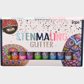 Stenmaling 10 X 30 Ml - Glitter Farver