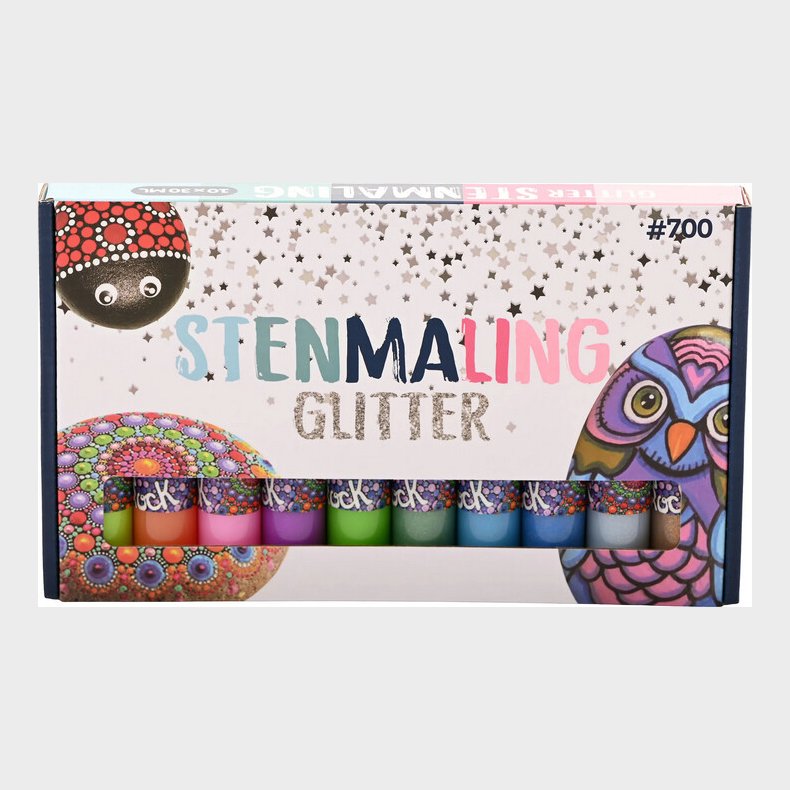 Stenmaling 10 X 30 Ml - Glitter Farver