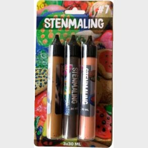 Stenmaling 3 X 30 Ml - Lys Brun-brun-laks
