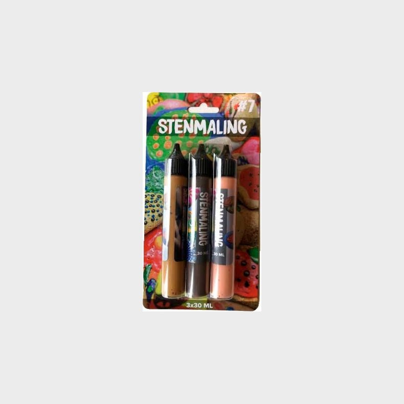 Stenmaling 3 X 30 Ml - Lys Brun-brun-laks
