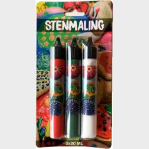 Stenmaling 3 X 30 Ml - Rd-grn-hvid