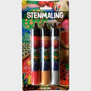 Stenmaling 3 X 30 Ml - Rd-guld-slv