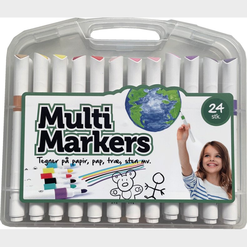 Stentusser S�t - Multi Markers Til Papir Pap Tr� Sten Mv. - 24 Stk.