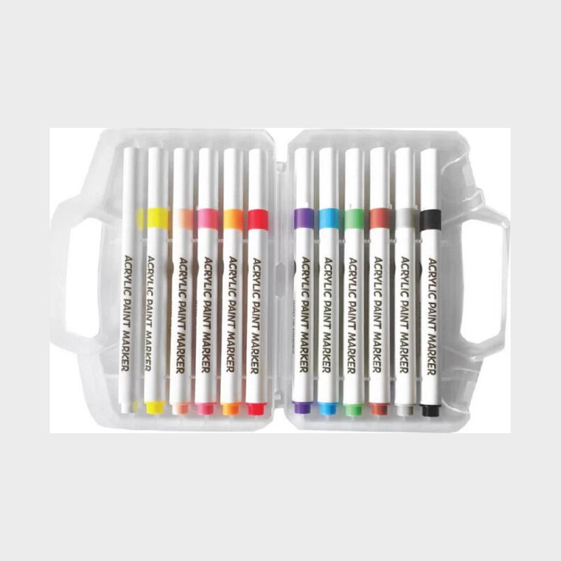 Stentusser Akrylmarkere 12 Stk - I Kuffert