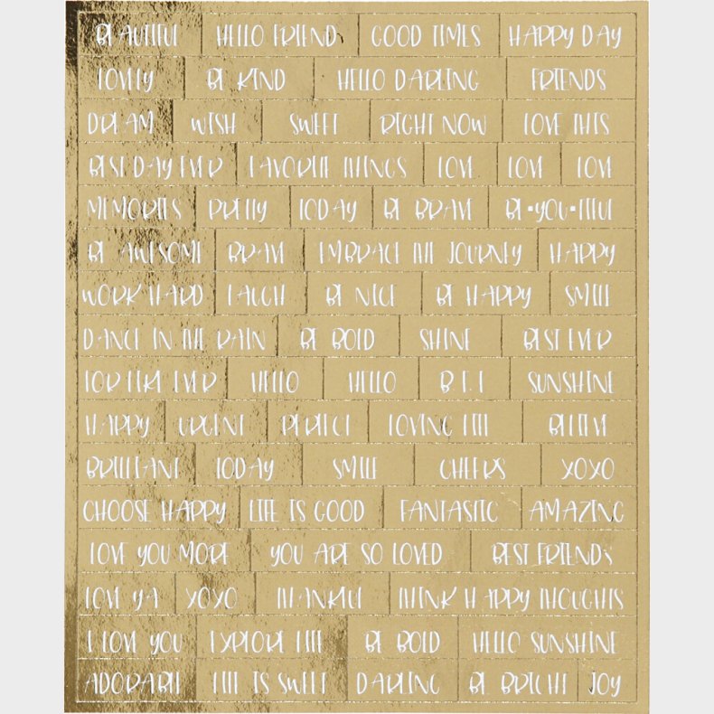 Klistermrker - Engelske Ord - Guld - 4 Ark