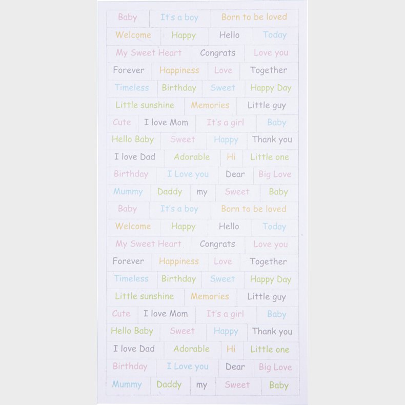 Klistermrker - Engelske Ord - Baby - 2x84 Stk