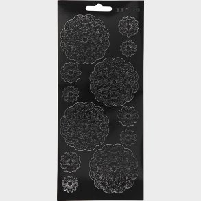 Blomster Klistermrker - Sort