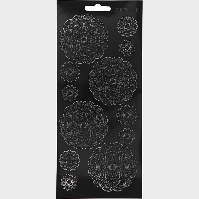 Blomster Klistermrker - Sort