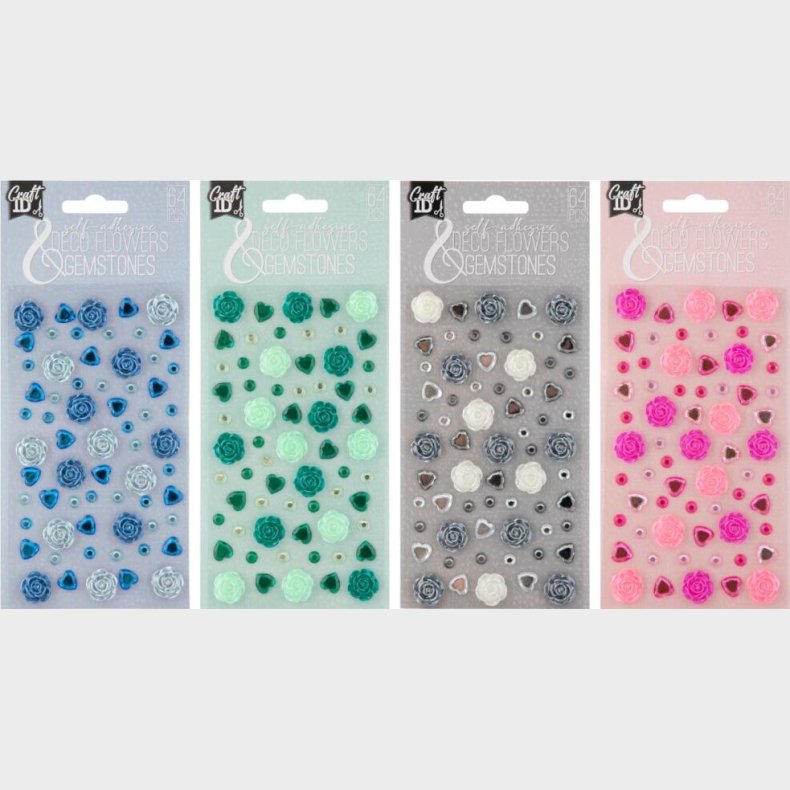 Klistermrker - Blomster Og Rhinsten - Assorteret