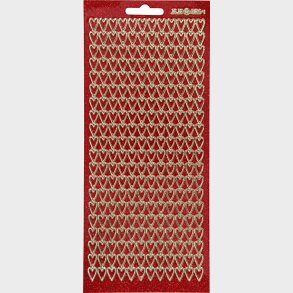 Hjerte Klistermrker - Guld Og Rd Med Glimmer