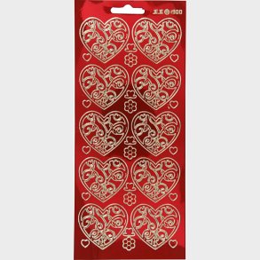 Hjerte Klistermrker - Guld Og Gennemsigtig Rd