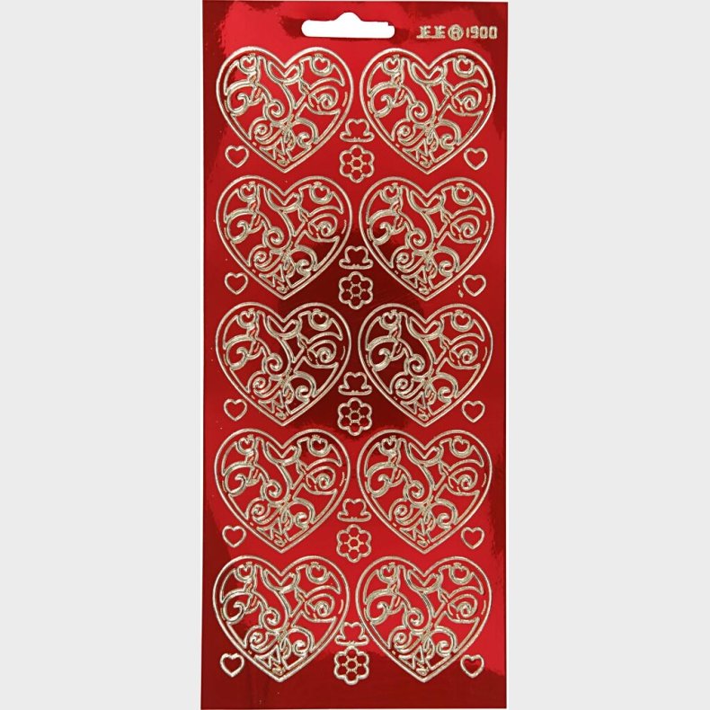 Hjerte Klistermrker - Guld Og Gennemsigtig Rd