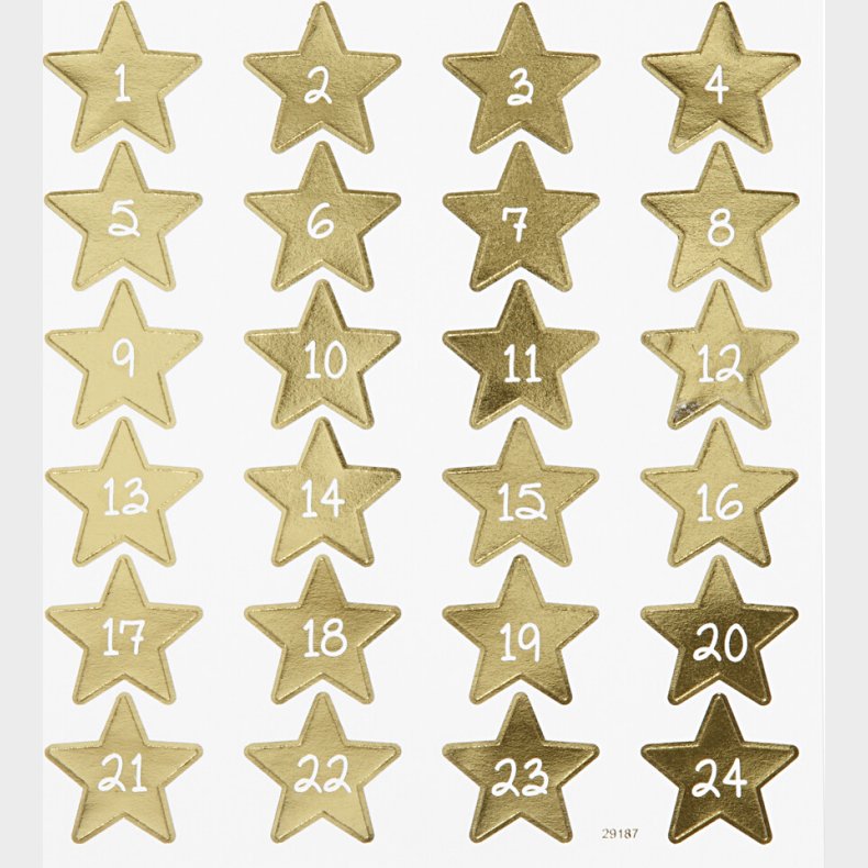 Juleklistermrker - Kalendertal - Guld