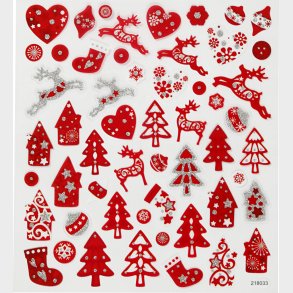 Juleklistermrker - Julemotiver Med Glimmer - Rd Og Hvid