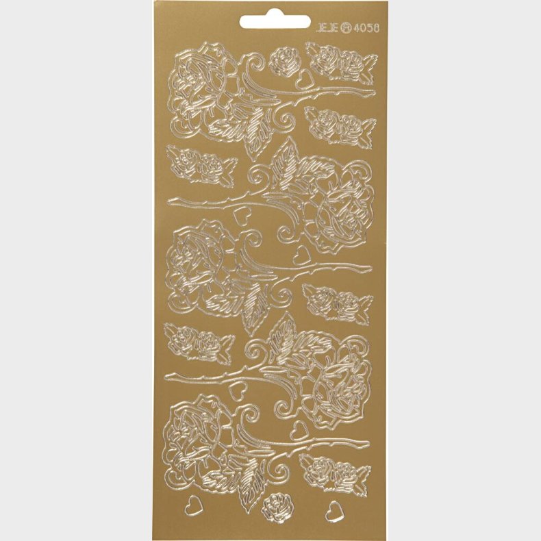 Blomster Klistermrker - Roser - Guld