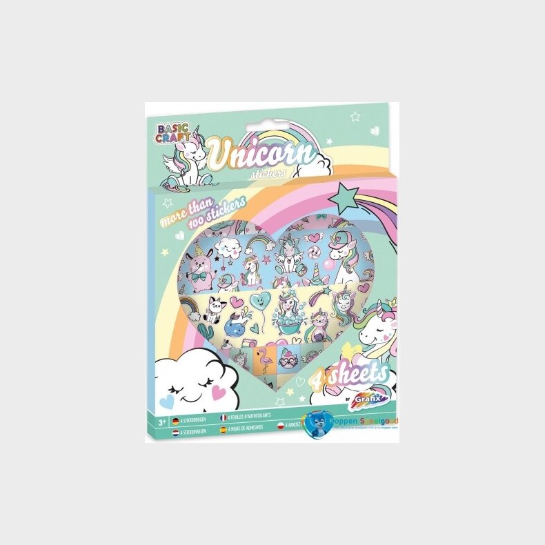 Stickers Unicorn - 17 X 17 Cm - 4 Ark