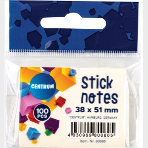 Sticknotes 38 X 51 Mm - 100 Ark - Pastelgul - Centrum