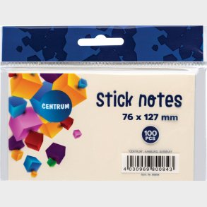 Sticknotes 75 X 125 Mm - 100 Ark - Pastelgul - Centrum