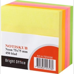 Sticknotes 75 X 75 450 Ark Neonfarvede - Bright Office