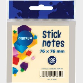 Sticknotes 76 X 76 Mm - 100 Ark - Pastelgul - Centrum
