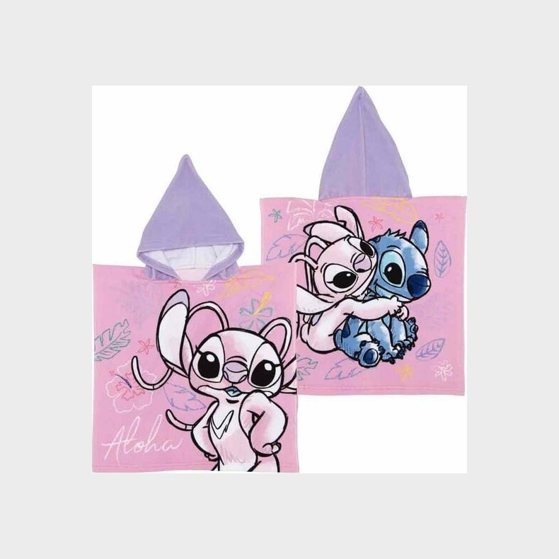 Stitch (lilla) - Mikrofiber Poncho - 50 X 100 Cm