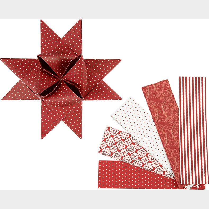 Stjernestrimler - L 100 Cm - � 18 Cm - B 40 Mm - R�d - Hvid - 40 Strimler