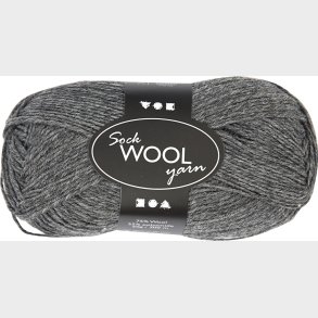 Strmpegarn - Uld+nylon - L 200 M - Mrk Gr - 50 G