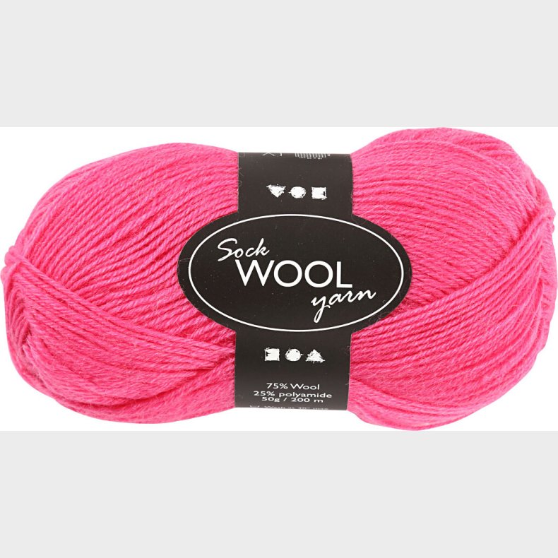Str�mpegarn - Uld+nylon - L 200 M - Pink - 50 G