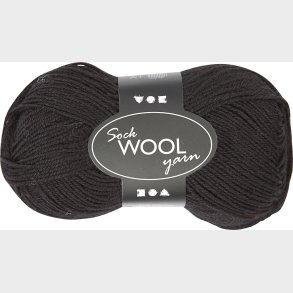 Str�mpegarn - Uld+nylon - L 200 M - Sort - 50 G