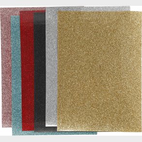 Strygestof - 148x210 Mm - Glitter - Assorterede Farver - 6 Ark