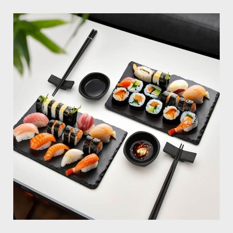 Sushi Tallerken S�t Til 2 - Sort - 8 Dele - Mikamax