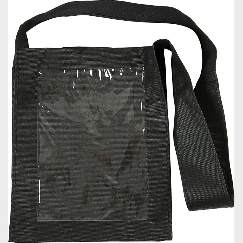 Diy Mulepose - Uden Tryk - Med Plastfront - 40x34x8 Cm - Sort