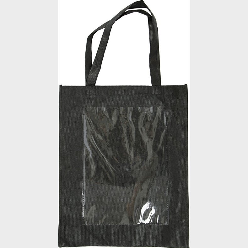 Diy Mulepose - Uden Tryk - Med Plastfront - 42x34x12 Cm - Sort
