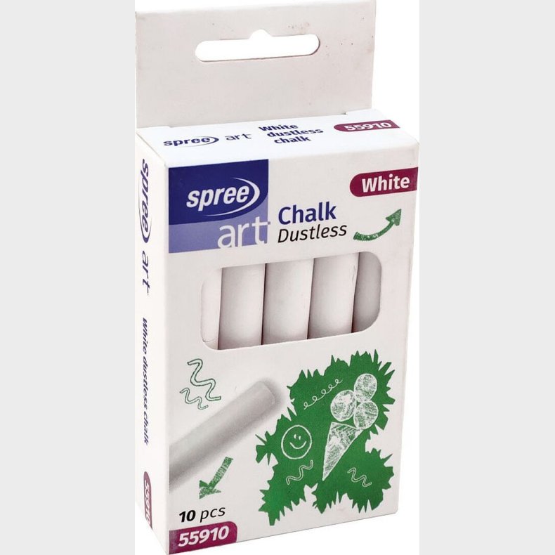 Tavlekridt - Hvid - 10 Stk. - Spree