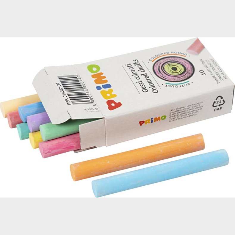 Tavlekridt - Farvet - L 8 Cm - � 10 Mm - 10x10 Stk.