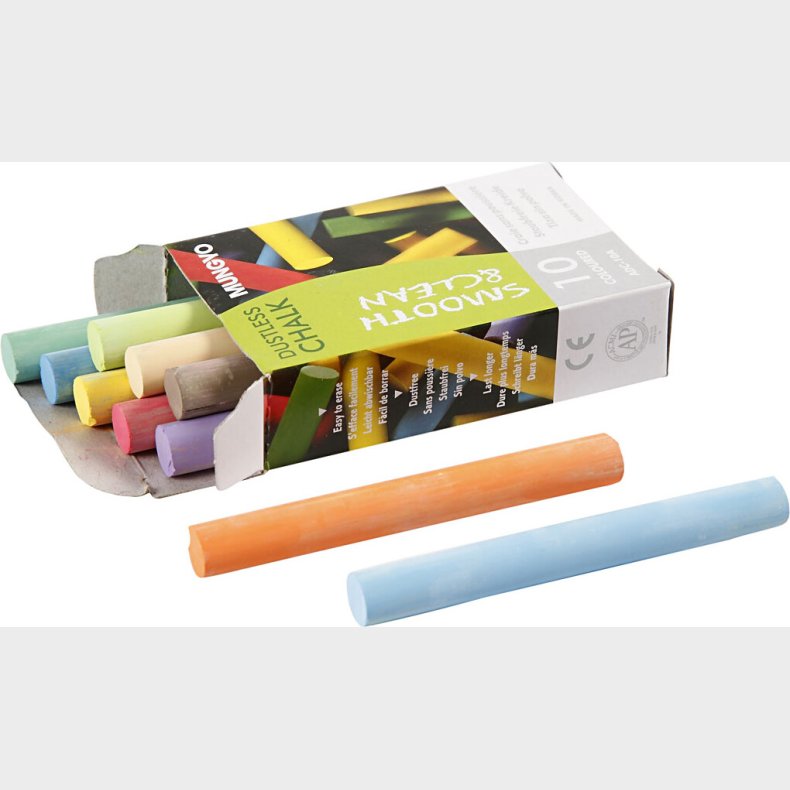 Tavlekridt - L 8 Cm - � 10 Mm - Assorterede Farver - 10 Stk.