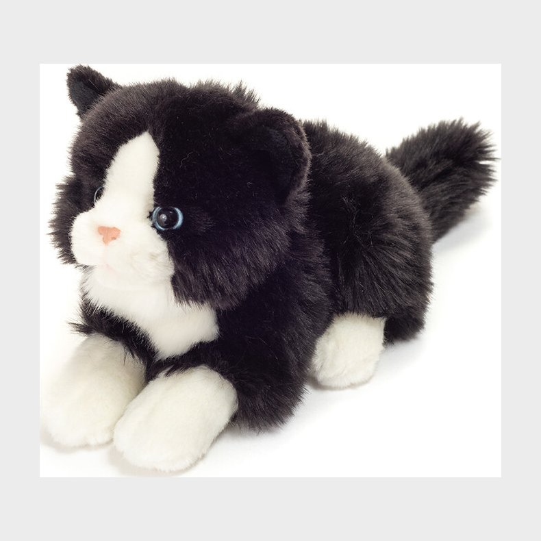 Teddy Hermann - Liggende Kat Sort-hvid 20 Cm