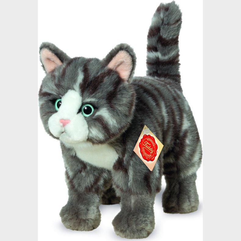 Teddy Hermann - Stende Kat Grstribet 20 Cm