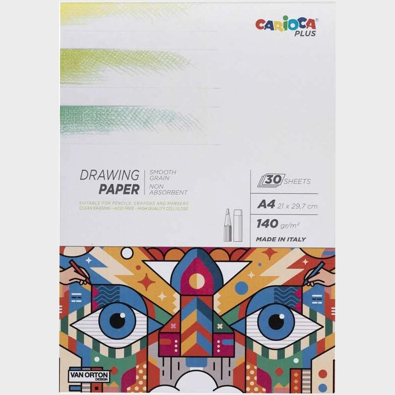 Tegneblok - A4 - Drawing Paper - 30 Sider - Carioca Plus