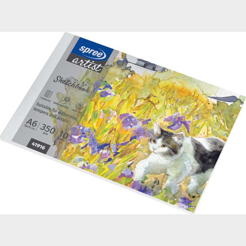 Tegneblok - A6 - 150x100 Mm - 10 Ark - 350 G - Spree