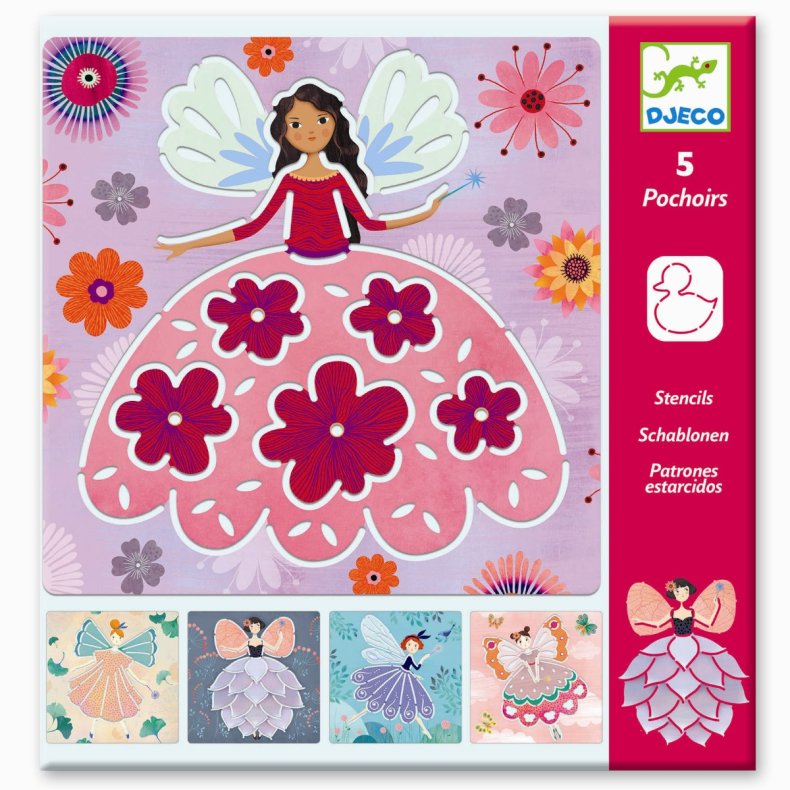Djeco | Tegneskabeloner - Feer, 5 stk.