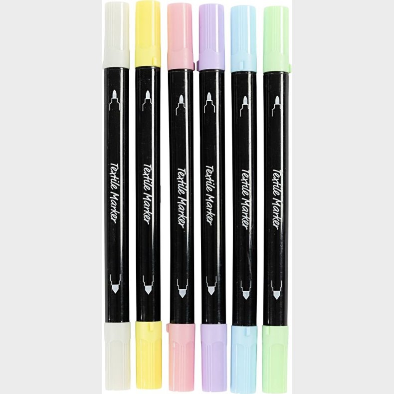 Tekstiltusch - Tykkelse 2,3+3,6 Mm - Pastelfarver - 6 Stk.