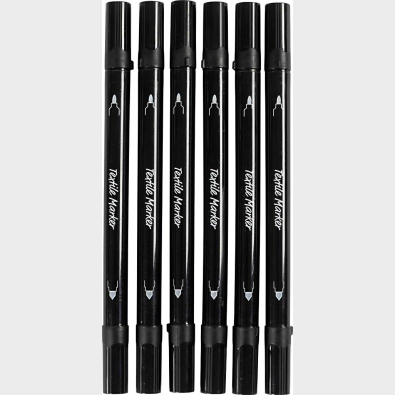 Tekstiltusch - Tykkelse 2,3+3,6 Mm - Sort - 6 Stk.