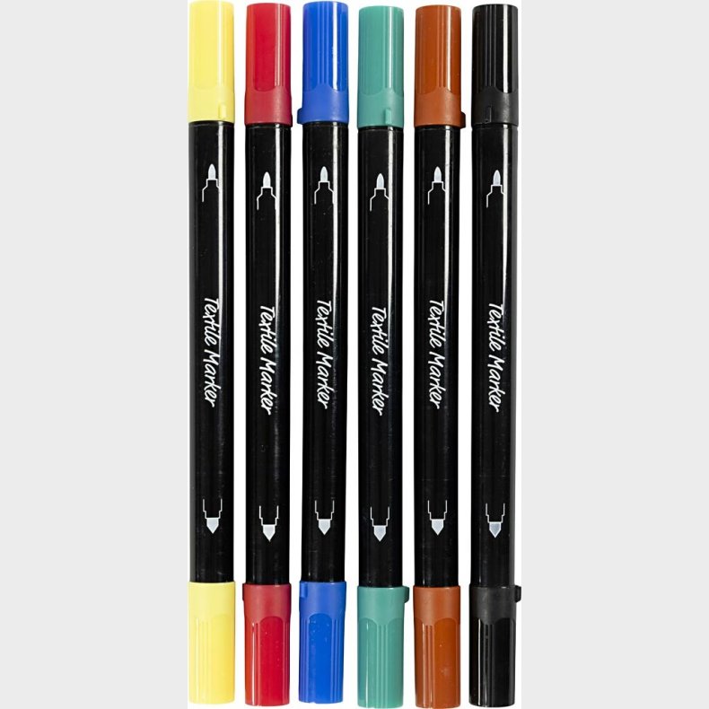 Tekstiltusch - Tykkelse 2,3+3,6 - Standardfarver - 6 Stk.