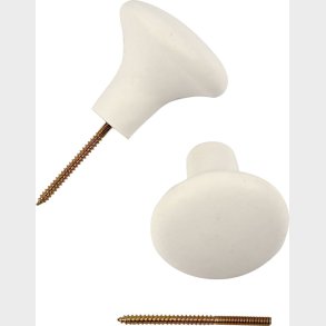 Terrakottaknage - H 5,1 Cm -  5,4 Cm - Hvid - 4 Stk.