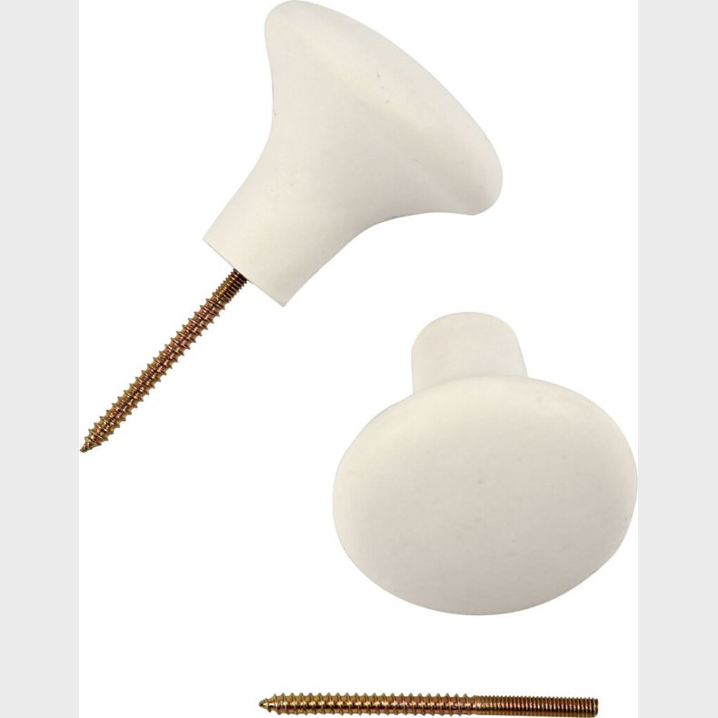 Terrakottaknage - H 5,1 Cm -  5,4 Cm - Hvid - 4 Stk.