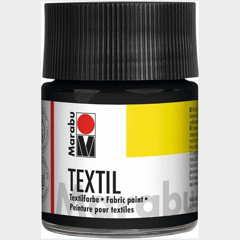 Tekstil Maling - Sort - Textil - 50 Ml - Marabu