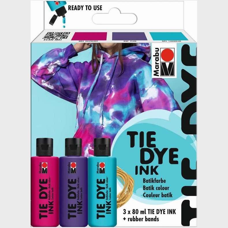 Marabu - Tie Dye Ink Batikfarve Kit - Trend - 3x80 Ml