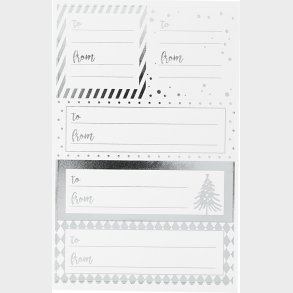 Til- Og Fra M�rker - 9x14 Cm - Str. 42x39+84x29 Mm - S�lv - Hvid - 4 Ark