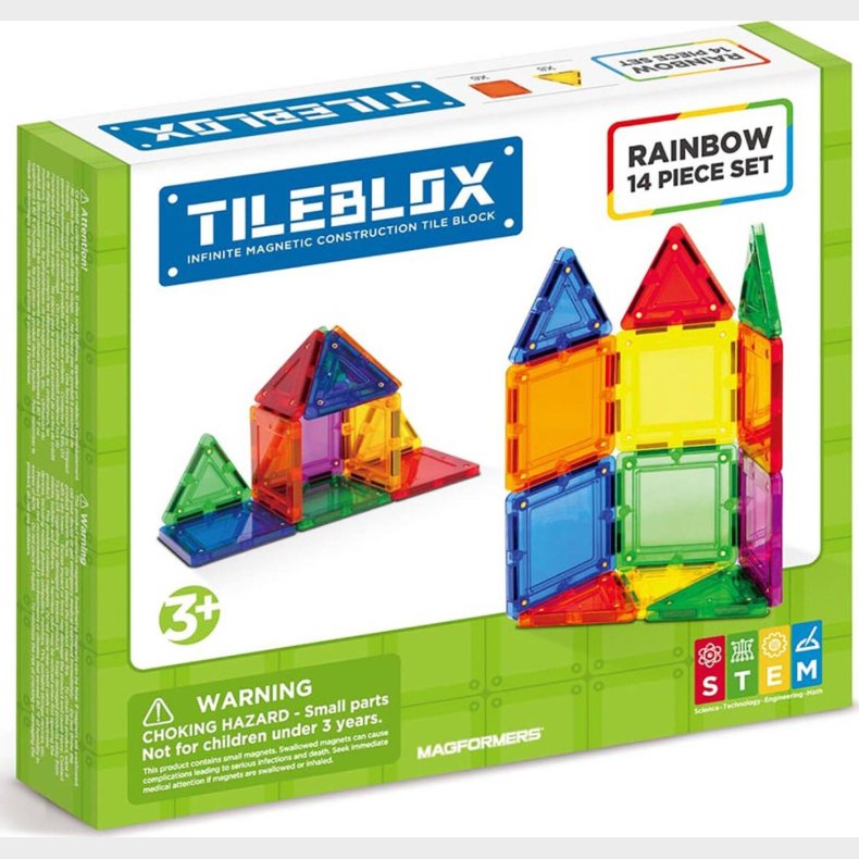 Tileblox Magnetleget�j - Regnbue Farver - 14 Stk
